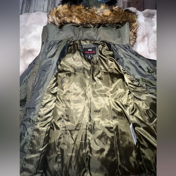 Miss Sixty Down & Faux Fur Trim Utility Winter Jacket Parka Coat Small - Picture 16 of 17
